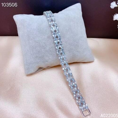 KJJEAXCMY Fine Jewelry 925 Sterling Silver inlaid gemstone blue topaz women new hand bracelet luxury support detection