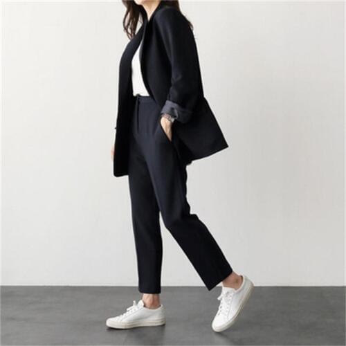 Fashion Pant Suits women autumn New black professional one button dress loose ol suit suit female casual two-piece suit women