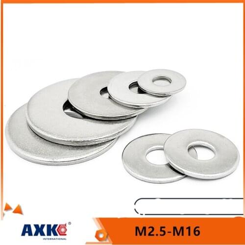 1/100X M2.5 M3 M3.5 M4 M5 M6 M8 M10 M12 M14 M16 A2-70 304 Stainless Steel Large Size Oversize Big Wider Flat Washer Plain Gasket