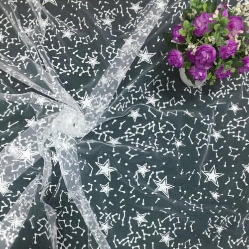 1Y/Lot white star shiny bronzing mesh fabric Wedding dress diy stage costume cloth accessories