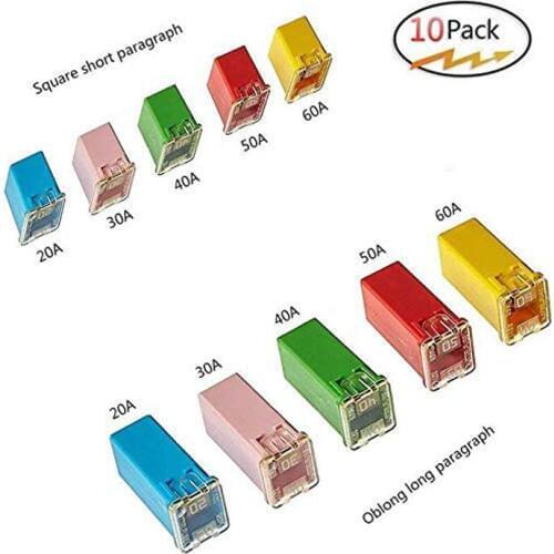 10 Pcs Jcase Car Fuse FMX Female Maxi Fuse Assortment LOW and TALL/STD Shaped Assortment Fuse 20A 30A 40A 50A 60A