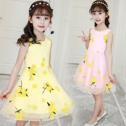 2020 summer style flower girls dress children teenagers princess clothes fashion children party clothes sleeveless dresses