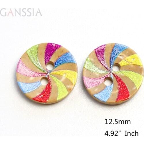 50pcs/lot Size:12.5mm Multicolour Coconut Round Buttons, Sewing Button for DIY, Garment Accessories (KK-1059)