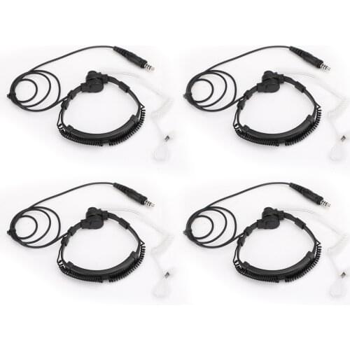 Artudatech 4PCS Adjustable Tactical Throat Mic Headset For Walkie Talkie 7.1mm Plug PTT