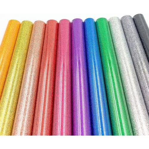 Glitter Heat Transfer Vinyl Iron On Tshirt Vinyl 6 Assorted Color HTV Printing Heat Press Cricut Film Easy to Cut Weed Decor DIY