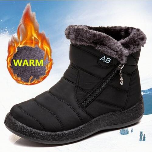 Plus size 35-43 2021 winter new snow boots female tube thick plush waterproof cotton boots side zipper women boots 35-43