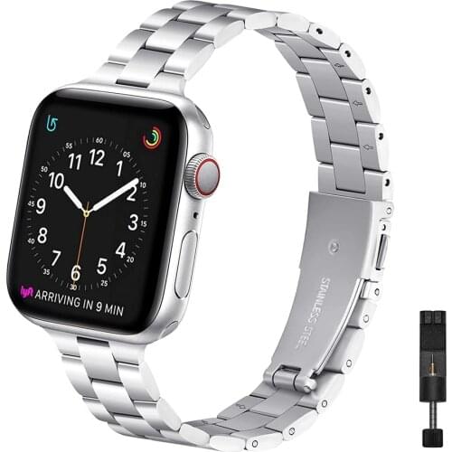 Stainless Steel Band for Apple Watch 6 SE 40mm 44mm Slim Metal Link Bracelet Strap for iWatch Series 5/4/3/2 38mm 42mm Women Men