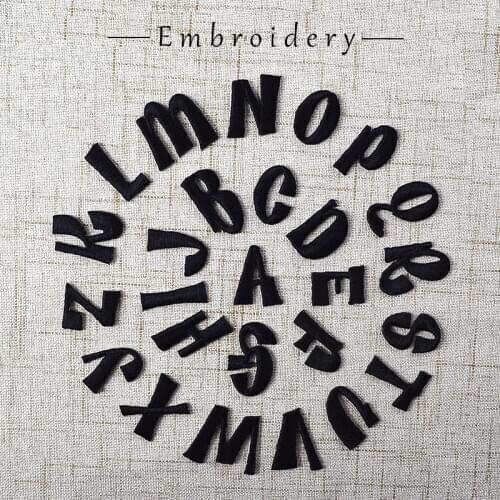 Black English Letters alphabet embroidered patches applique for clothes shoes bags application iron on patches for kids name