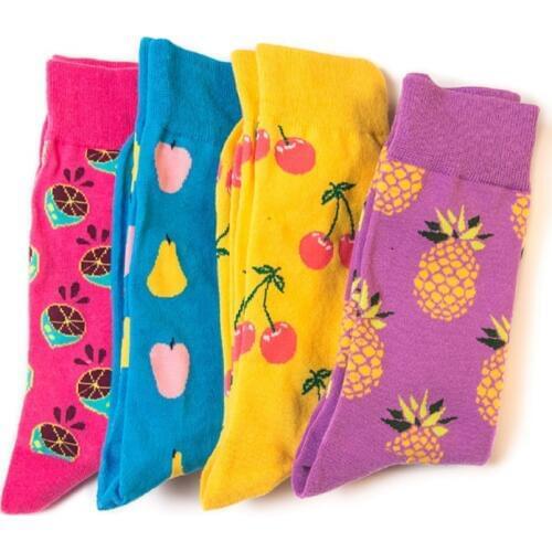 Stockings explosion models high quality fruit pattern men/women Cycling socks sports casual fruit hit color tube