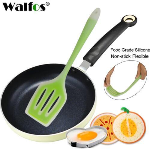 WALFOS Nonstick Silicone Slotted Turners Pot Shovel Cooking Spatula Fried Shovel Flexible Silicone Frying Pan Turner Spatula