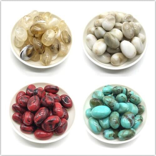 Hot 5pcs 16*2.4mm imitation natural stone oval resin loose beads DIY production bracelet necklace accessories