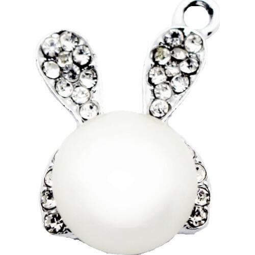 Hot selling 20pcs/lot Crystal pear rabbit Dangle Charms Lobster Clasp Hanging Charm For Bracelet&Pendant Floating Charms Jewelry