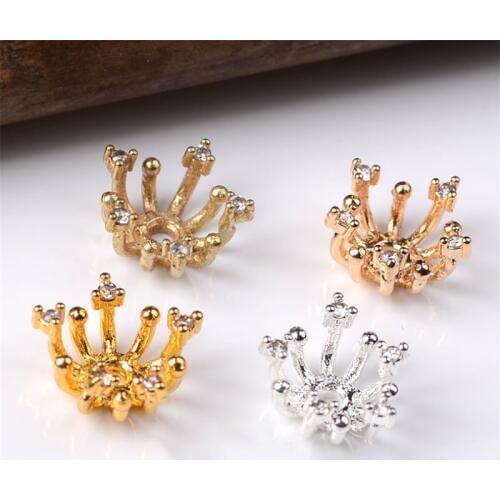 20pcs 10x5mm crystal Claw Flower Spacer Filigree Jewelry Spacer Flowers Charms Loose Bead End Caps for DIY Jewelry Findings