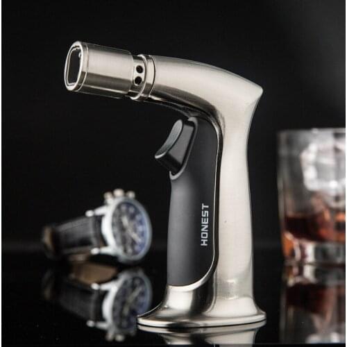Creative Personality Four Straight Into The Lighter Inflatable Windproof Spray Gun Cigar Ignition Baking Outdoor Lighter