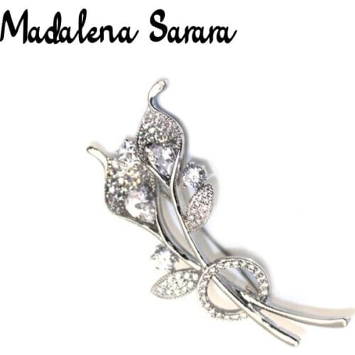 MADALENA SARARA AAA ziron Inlaid Crystal Copper Gol Plated Brooch Pin Easy Insert For Women Jewelry MD-00965C08