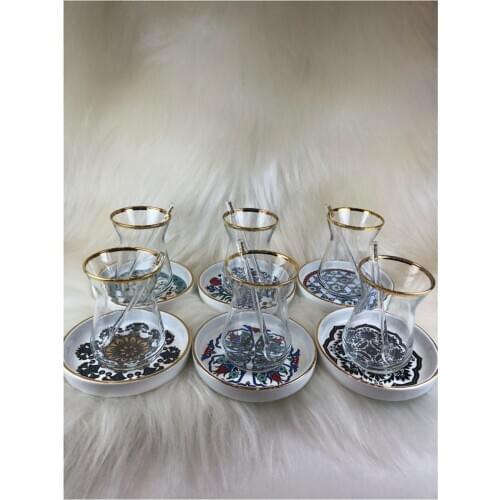 Fashion Turkish Tea Glass Set 18 Piece Ela Mix