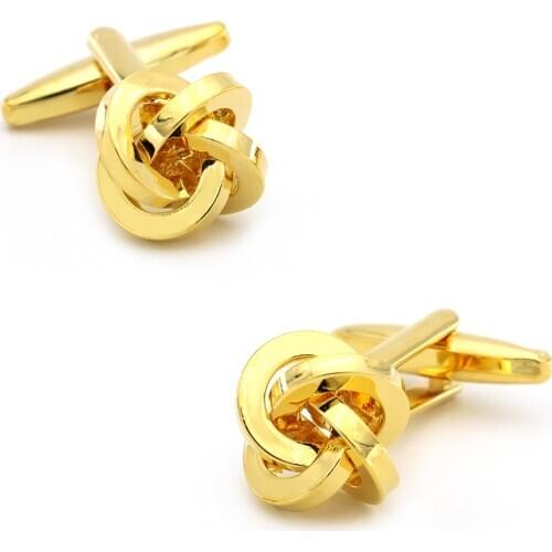 Mens Knot Cuff Links Copper Material Golden Color B1007