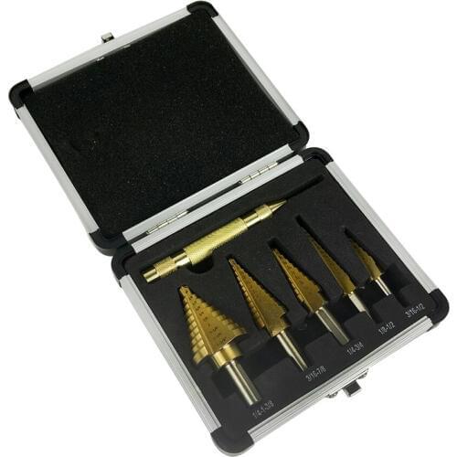 5pcs Speed Steel Bit Hole Cutter Bit Set Five sets of aluminium box single groove step drill/pagoda drill/step drill belt centra