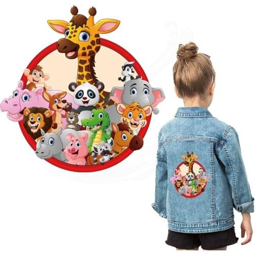 New Arrive Cute Animals Zoo Patches For T-Shirt Children Gift DIY Clothes Stickers Washable Iron-on Lovely Cat Heat Transfer