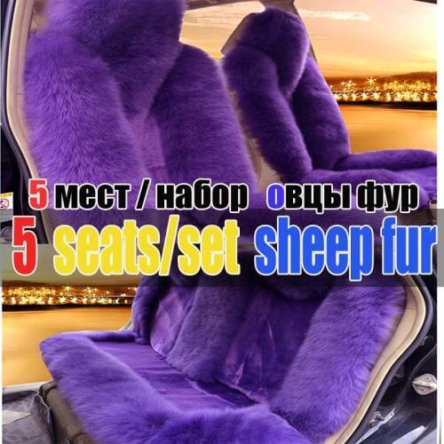 New arrival winter women fashion sheep fur car seat cover cushion 5 seats/set girls high quality wool car seats covers