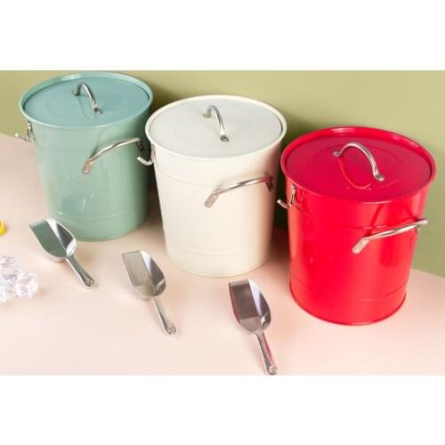 Galvanized Iron Ice Bucket Drinks Whisky Cooler Barrel Rust-Resistant Leak-Proof for Indoor Parties BBQ KTV Events Bar Utensils