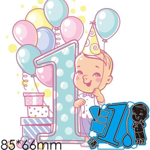 Cutting Dies Happy Birthday Baby Balloon Gift Metal DIY Album Paper Craft Embossing Stencil Greeting Card Decoration 85*66mm