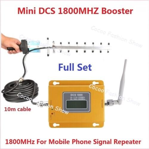 ZQTMAX dcs repeater gsm 1800 mobile signal booster 75dbi 4g lte Cellular amplifier with 13db yagi antenna sets