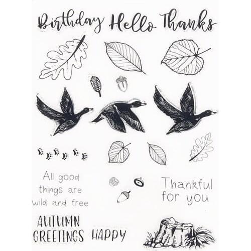 Christmas Leaves Birds Clear Stamps Transparent Seal 15.5x20cm Silicone Seal TPR Halloween Roller Stamps DIY Scrapbooking