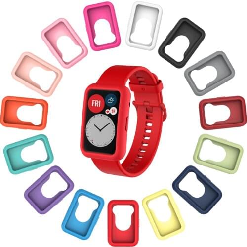 Silicone Soft Glass Screen Protector Smartwatch Case Shell Sleeve For Huawei Watch Fit Frame Protective Bumper Cover Accessories