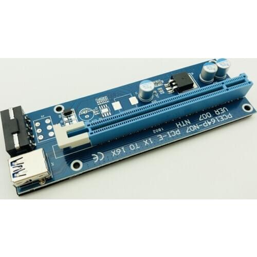 Blue 60cm PCI-E Riser Extender PCI Express Riser Card 1x to 16x USB 3.0 Cable SATA to 4Pin IDE Molex Power for BTC Mining Miner