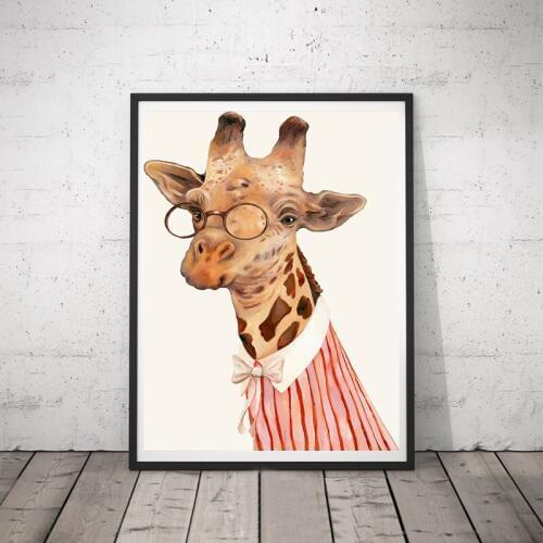 Nordic Cartoon Animal Deer Dog Cat Minimalist Art Canvas Posters and Prints Modern Home Kid Room Decor Wall Picture Unframed