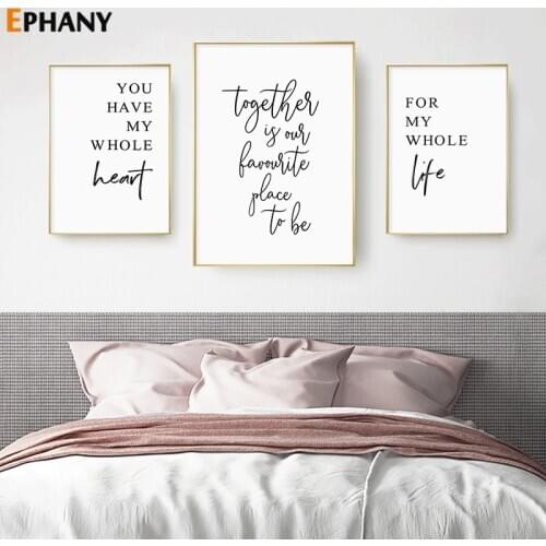 Weeding Gift Family Quote Wall Art Canvas Couple Love Posters and Prints Minimalist Painting Wall Picture for Bedroom Home Decor