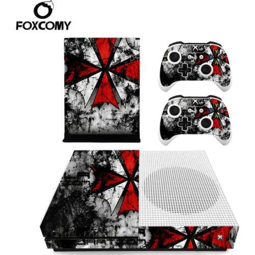 Red and White Umbrella Custom Vinyl Console Cover For Microsoft Xbox One SLIM Skin Stickers Controller Protective For XBOXONE S