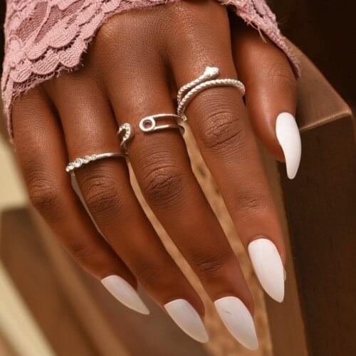 Vintage Summer 3 Pcs/set Golden Silver Sweet Finger Ring Set for Womens Trendy Party Jewelry 2021