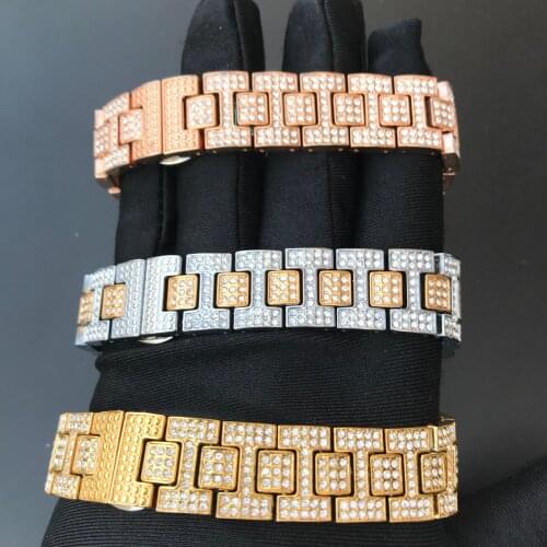 Gold and silver mens watch hip hop jewelry