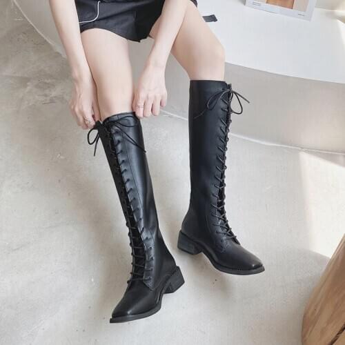 2021 New Luxury Brand Design Female Women Shoes fall Womens High Boots Thick Heel Spring Autumn High Platform Boots Single