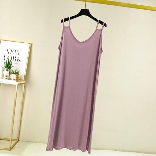 Women Nightgowns And Sleepshirts Sleepwear Sleep Shirt Double Sling Sexy Night Dress Loose Modal Summer Nightwear Nightdress