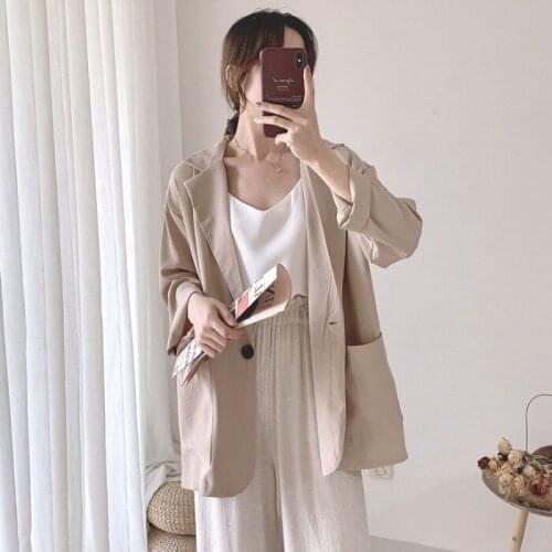 Womens coat 2021 fashion new fashion womens net red thin suit Korean loose girls' suit top