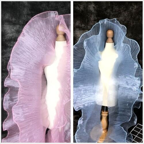 1 Yard Gleam Pleated Lace Trim Single Layer Ruffled Shimmer Organza Trim For Designer DIY Sewing Costume Houte Couture Fashion