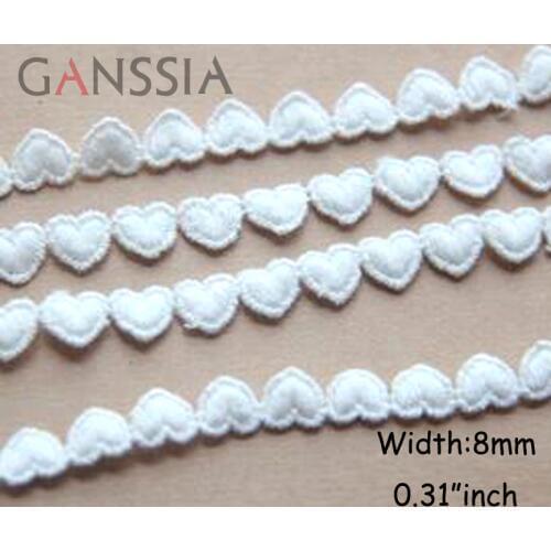 1Yard Width: 0.8cm Sweet heart lace trims garment Cotton water soluble lace Scrapbooking DIY accessories(ss-862)