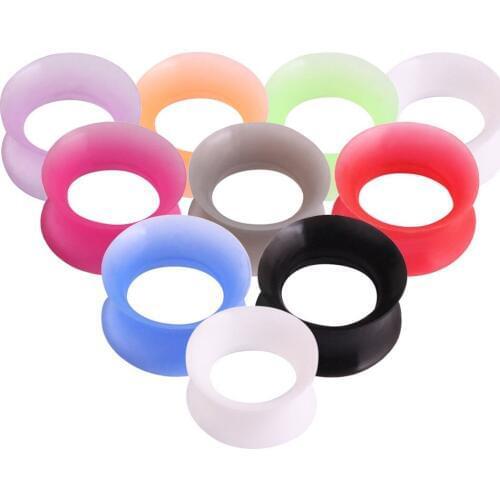 10 pairs Mix Colors Silocone Ear Stretcher Plugs 3mm-25mm White Kit Flared Ear Expander Earrings Faux Body Piercing Jewelry