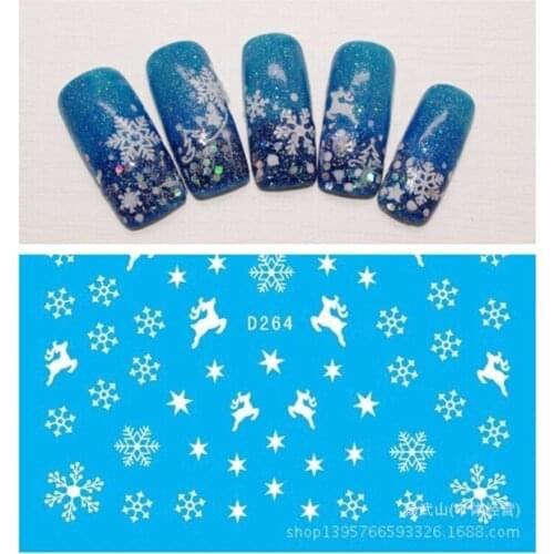 2Sheets Snowflake Nail Stickers Women Xmas Nails Water Decals Manicure Diy Winter Fashion Design 2018 Charms Nail Decorations