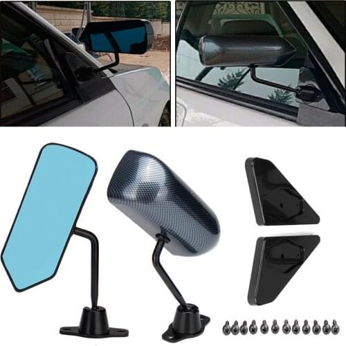 2PCS F1 Style Rear View Car Side Mirrors Convex Glass Retro Blue Mirror Universal For VW Golf