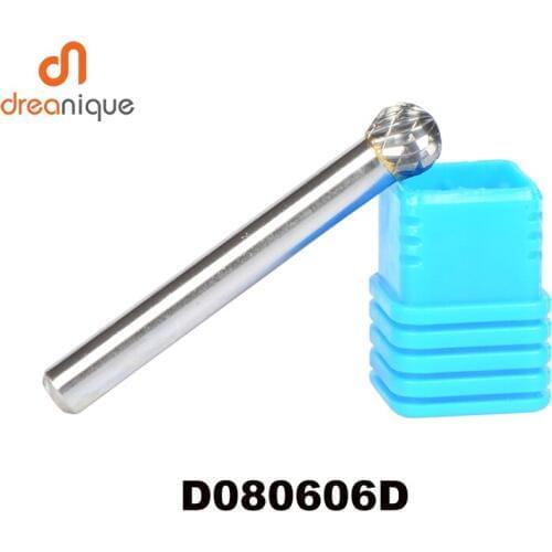 2pcs/lot D080606 ball head 8*6.4mm carbide rotary burr file cutter grinding and abrasive tools milling bits burs bur