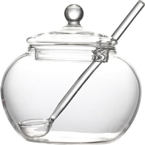250ml Crystal Jar Sugar Bowl Kitchen Storage Sets with Cover and Spoon Seasoning Jar For Kitchen sucrier boule Tarro de