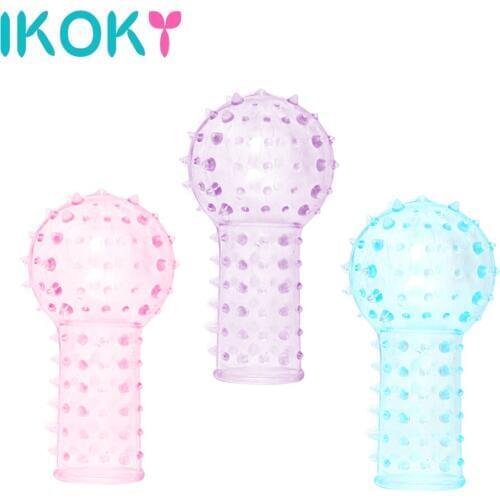 IKOKY 3Pcs/Set Barbed Finger Sleeve Gloves Clitoris Stimulator Flirting Spike Glove G-spot Massage Adult Sex Toys for Women
