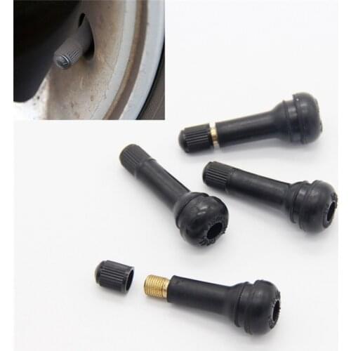 5PCS Black TR413 Tubeless Car Wheel Tire Valve Stems With Caps Tyre Rubber