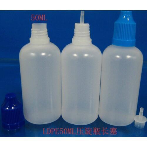 50ml PE bottle childproof cap ling thin tip plastic bottle for essential oil 500pcs/lot