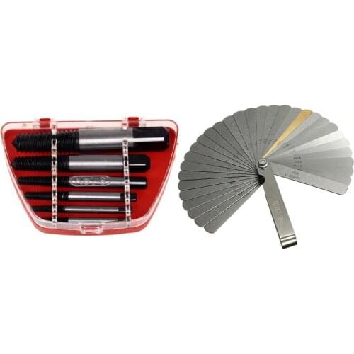 6 Pcs Hardware Tool Screw Bolt Nut Extractor Remover Tools Set & 32 Sheets Distance Gauge Feeler Gauge Valve Gauge