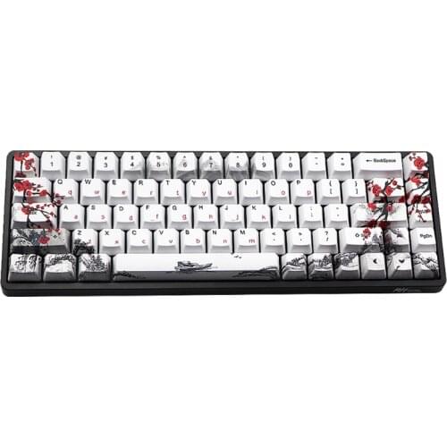 68 Key Keycap Wangjiang Plum Blossom Dye Sublimation OEM Mechanical Keyboard Keycap For K6 IFG68 TADA68 EK820 RK837 SK68